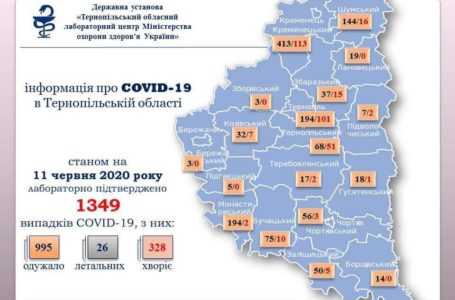 У шести районах Тернопільщини – 36 нових випадків COVID-19
