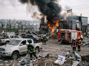 Пожежники на місці руйнувань після атаки РФ в Одесі