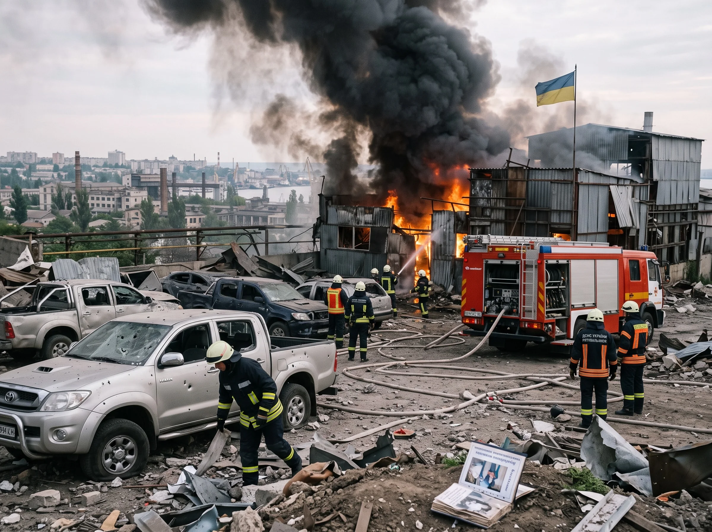 Пожежники на місці руйнувань після атаки РФ в Одесі
