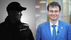 Михайло Федоров та чоловік у чорній куртці на тлі заяви про медіаатаки Гетманцева