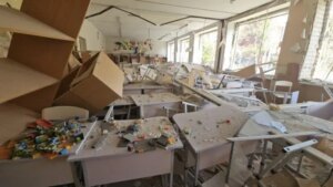 Зруйнований клас менонітської школи в Запоріжжі після удару КАБами