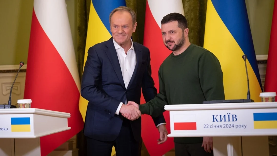 Дональд Туск і Володимир Зеленський під час зустрічі в Києві щодо допомоги Україні