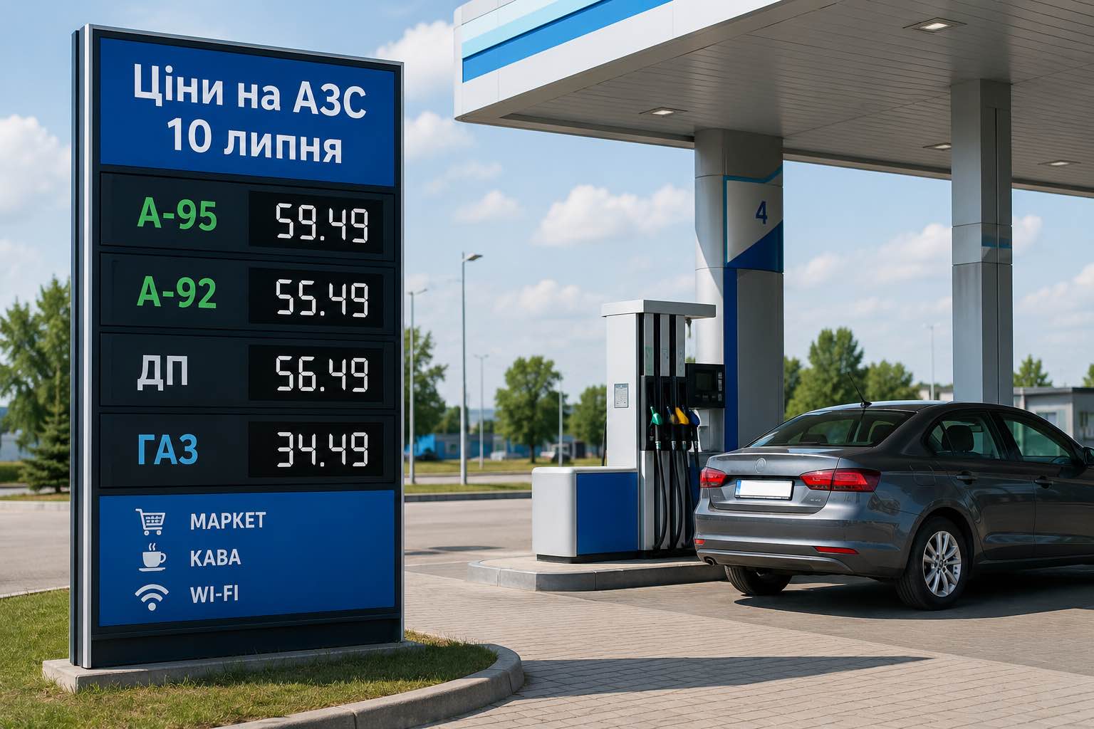 Ціни на АЗС 10 липня: А-95, А-92, ДП та ГАЗ на табло заправки