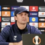 Главный тренер Динамо Игорь Костюк на пресс-конференции перед матчем Лиги Европы