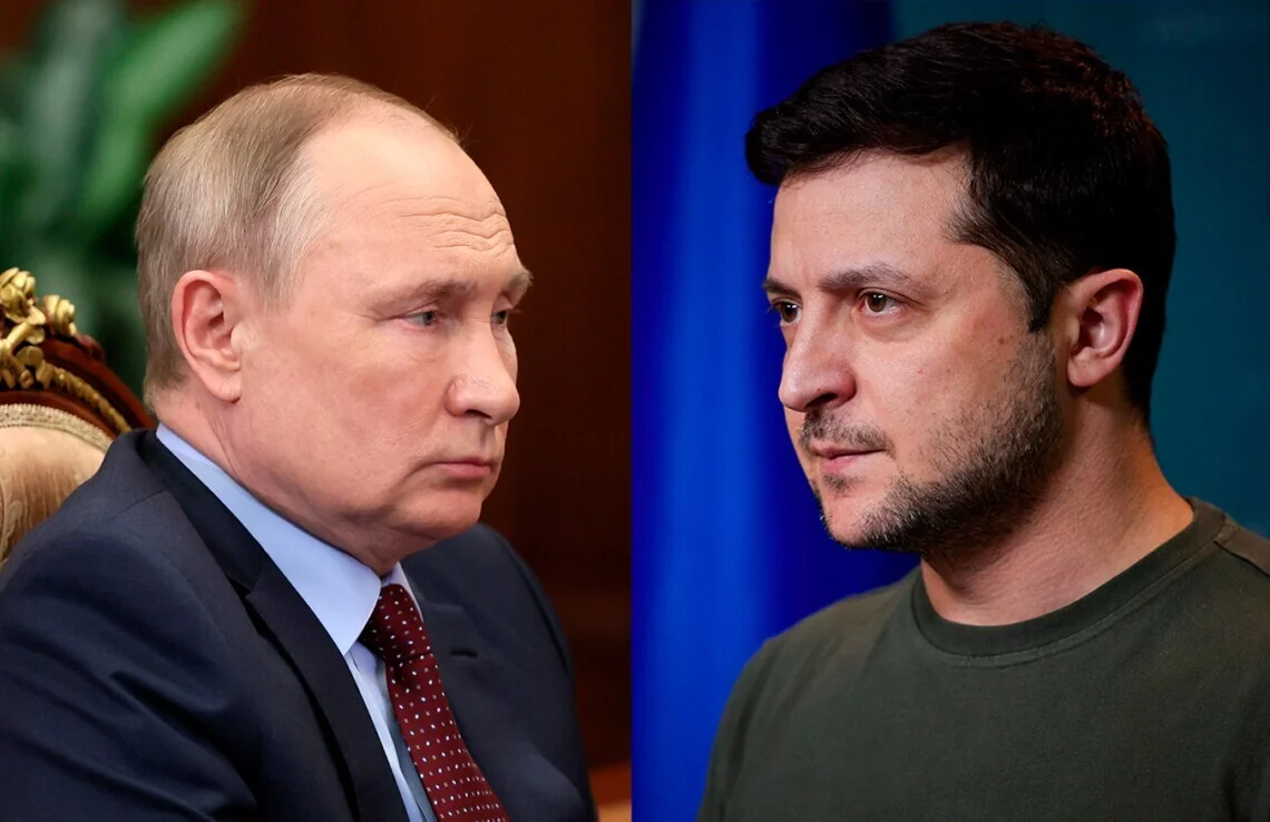 Володимир Путін і Володимир Зеленський у протистоянні